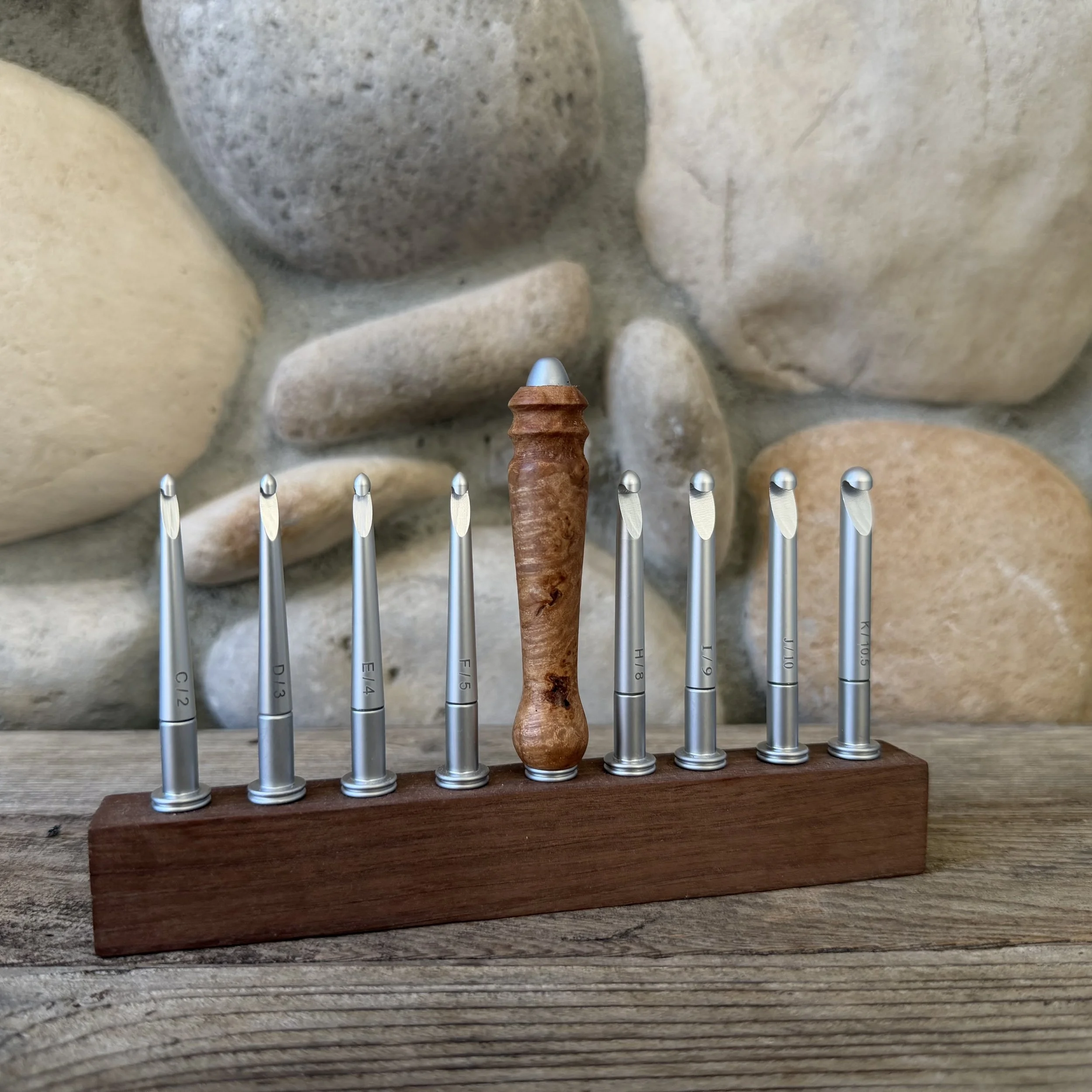 #47 - Crochet Hook Set - Maple Burl Wood Handle