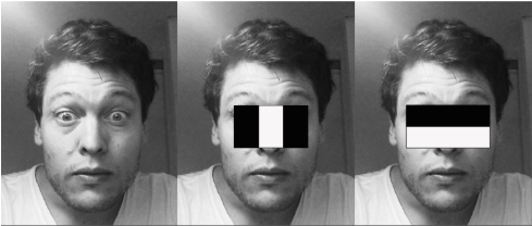Am Example of the Viola-Jones Features B (resembling the eye region) and C (resembling the nose bridge, on my surprised face