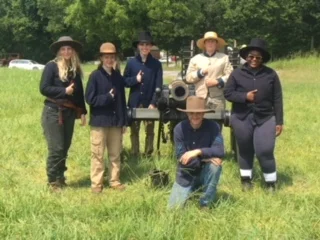 The C4 crew and their leader learned firsthand how to carry out an artillery demonstration, complete with wool uniforms in 90 degree heat. See the cannon go BOOM