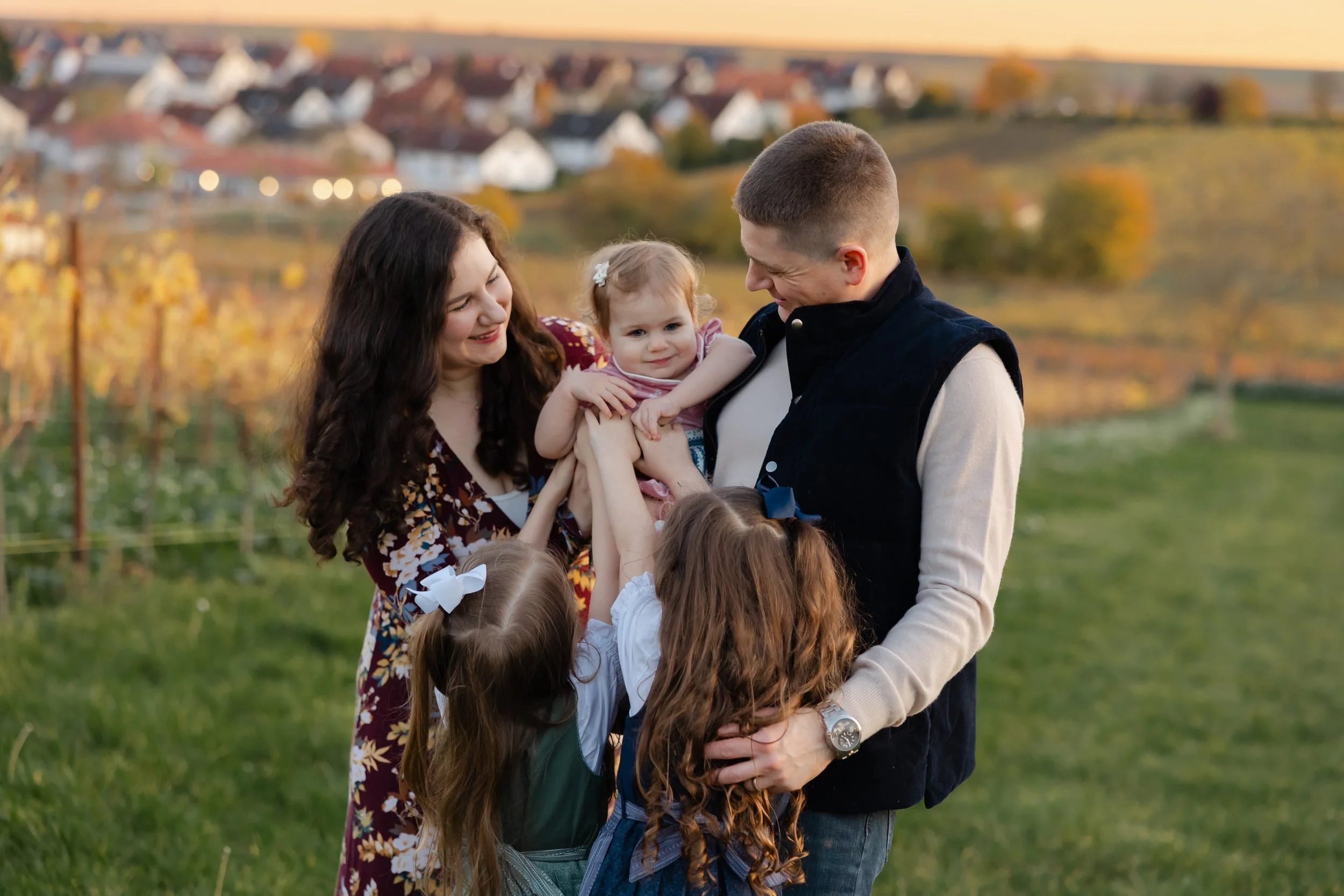 Golden Hour Family Session Among the Vineyards of Bodenheim, Germany