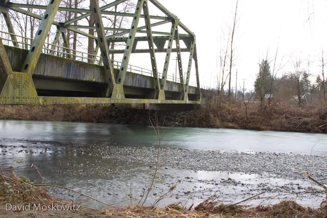 Tolt river from same location as above during typical winter stream flow.