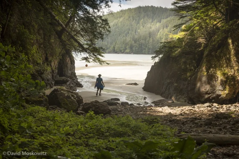 Exploring a remote beach in Cape Scott Provincial Park on the northern tip of Vancouver Island.