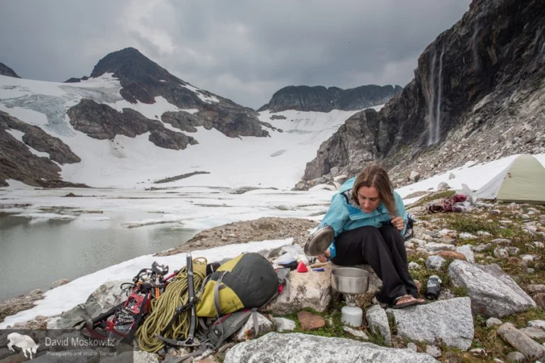 Camp on the edge of the recently formed lake at the terminous of the Colonial glacier.