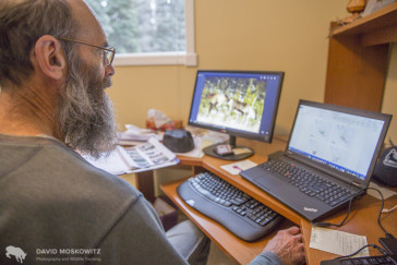 Biologist Doug Herd helping us get oriented for our field trip at his home office in Prince George, BC.