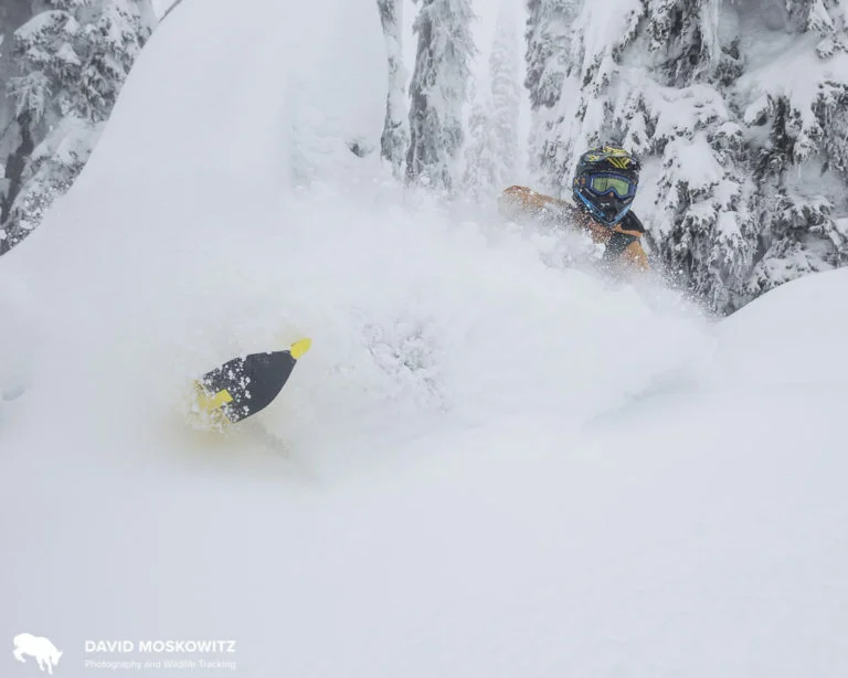 Ryan “Dunny” Dunford kicked up some powder for us on his mountain sled on Boulder Mountain.