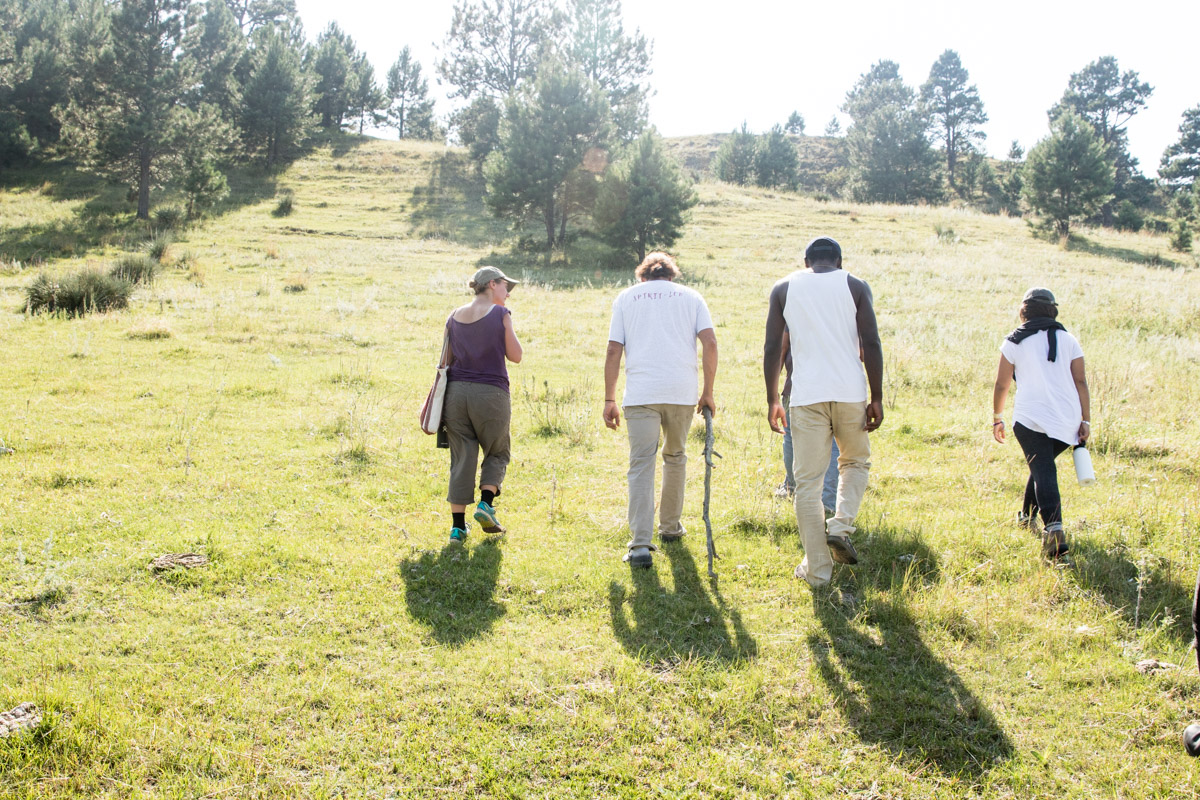  On a hike during the gathering. 