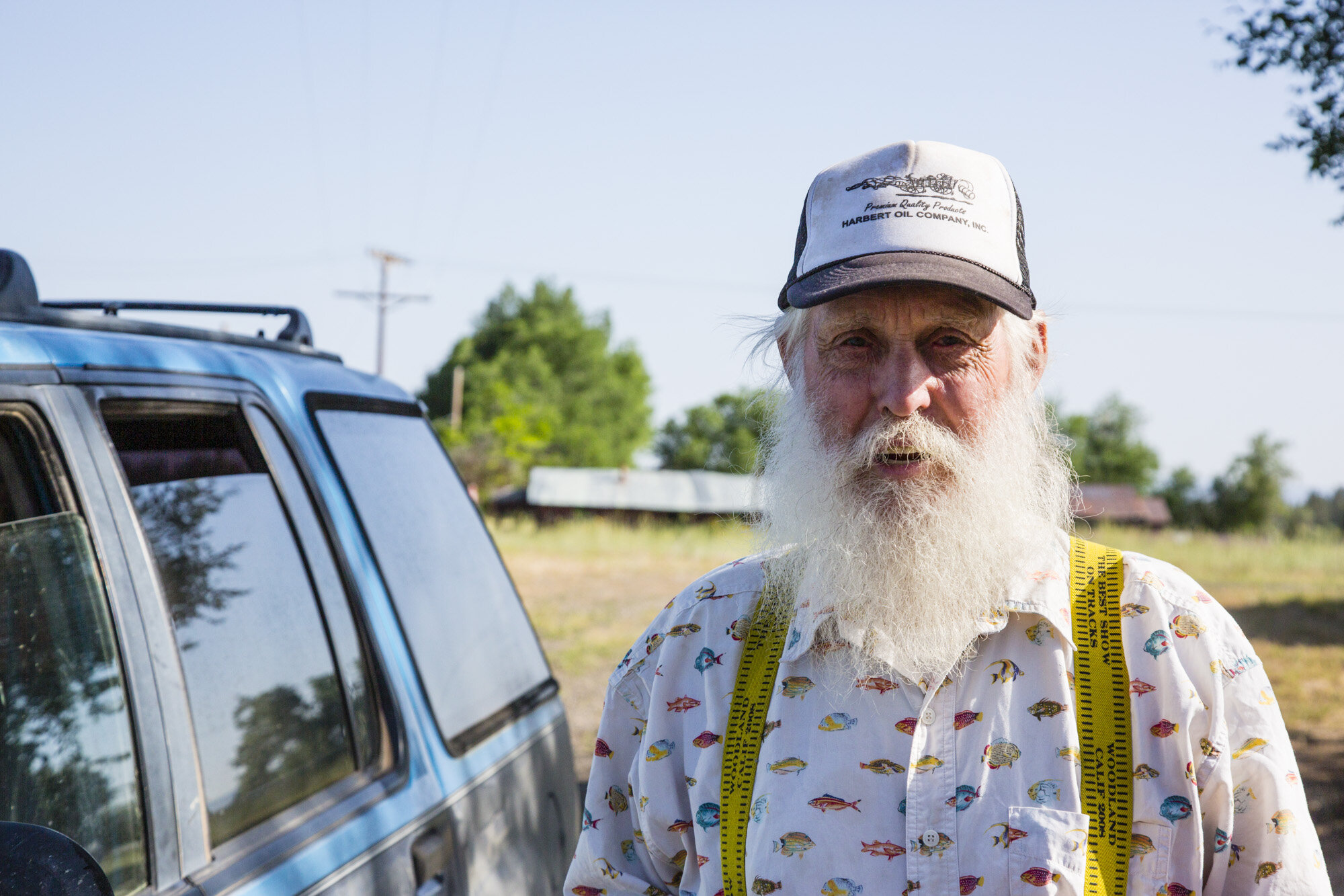  "Shepard" is a life long resident of Lookout California. A talkative fellow, he was particularly interested in machinery and old time stuff. He loves history. Abe Lincoln is his favorite president but he is concerned about a "One-world government." 