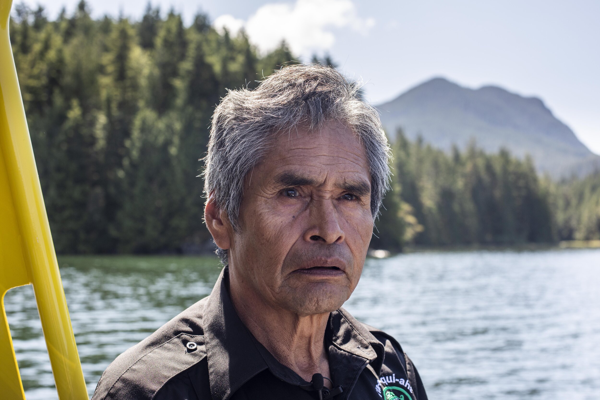  Joe Martin, master carver, Tribal Parks Guardian, elected member of council for Tla-o-qui-aht First Nation blames fish farms for the continued decline of wild salmon in his peoples territory. “The rivers here aren’t being fished,” says Martin,&nbsp;