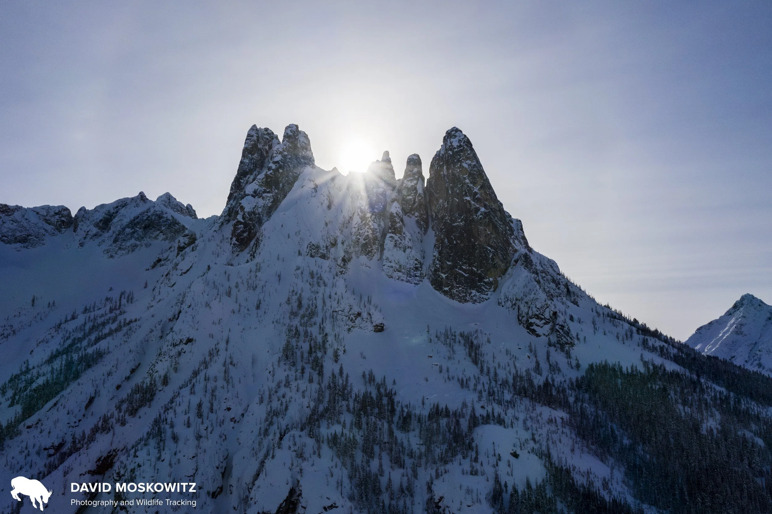 Winter sunset on Liberty Bell Massif, North Cascades.