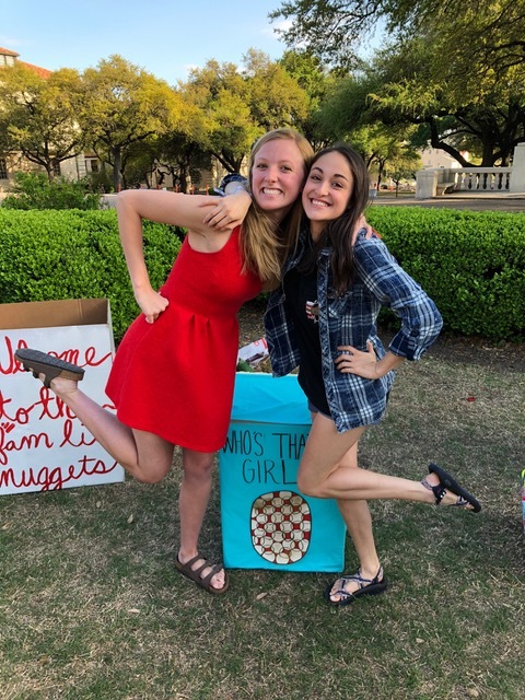 Natalie (left) and Laurel (right) during big little reveal Spring 2018. 