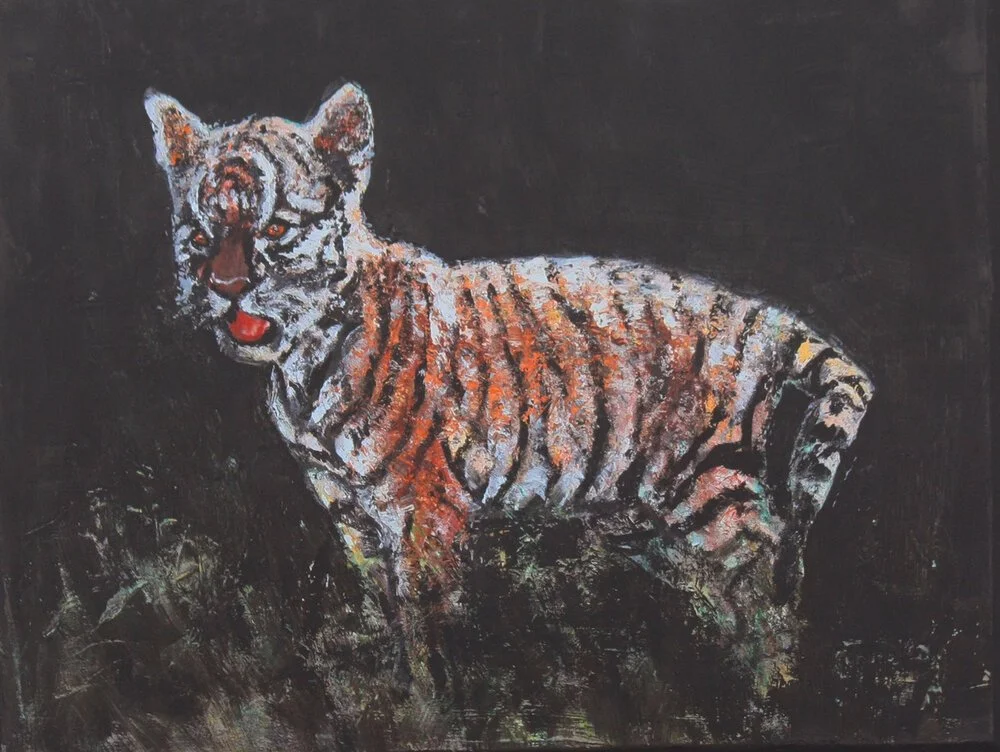 Growing Up Tiger   12x15  oil  On Linen Canvass Gallery Wrapped 