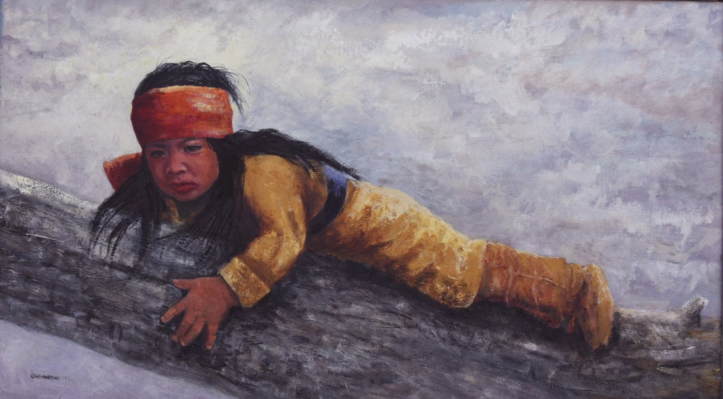 Tree Hugger   24x42  oil  On  Llinen  Framed  $5000