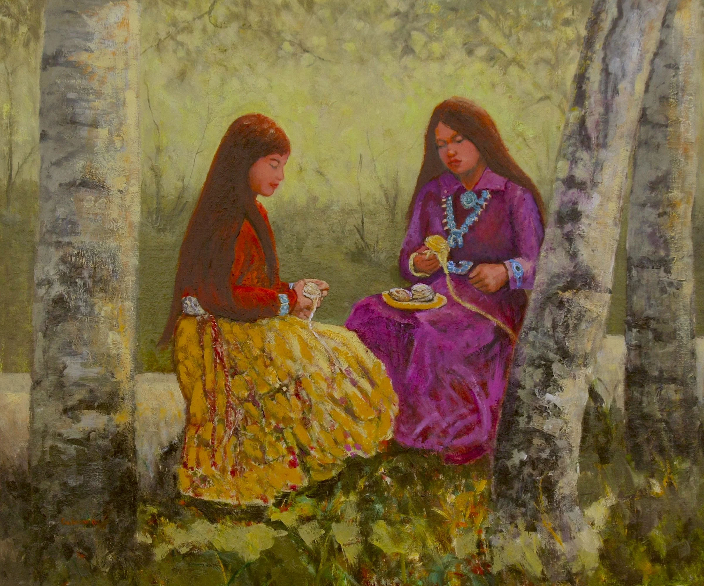 Prepairng Yarn   24x36  0il    On Linen  Framed  $4300 