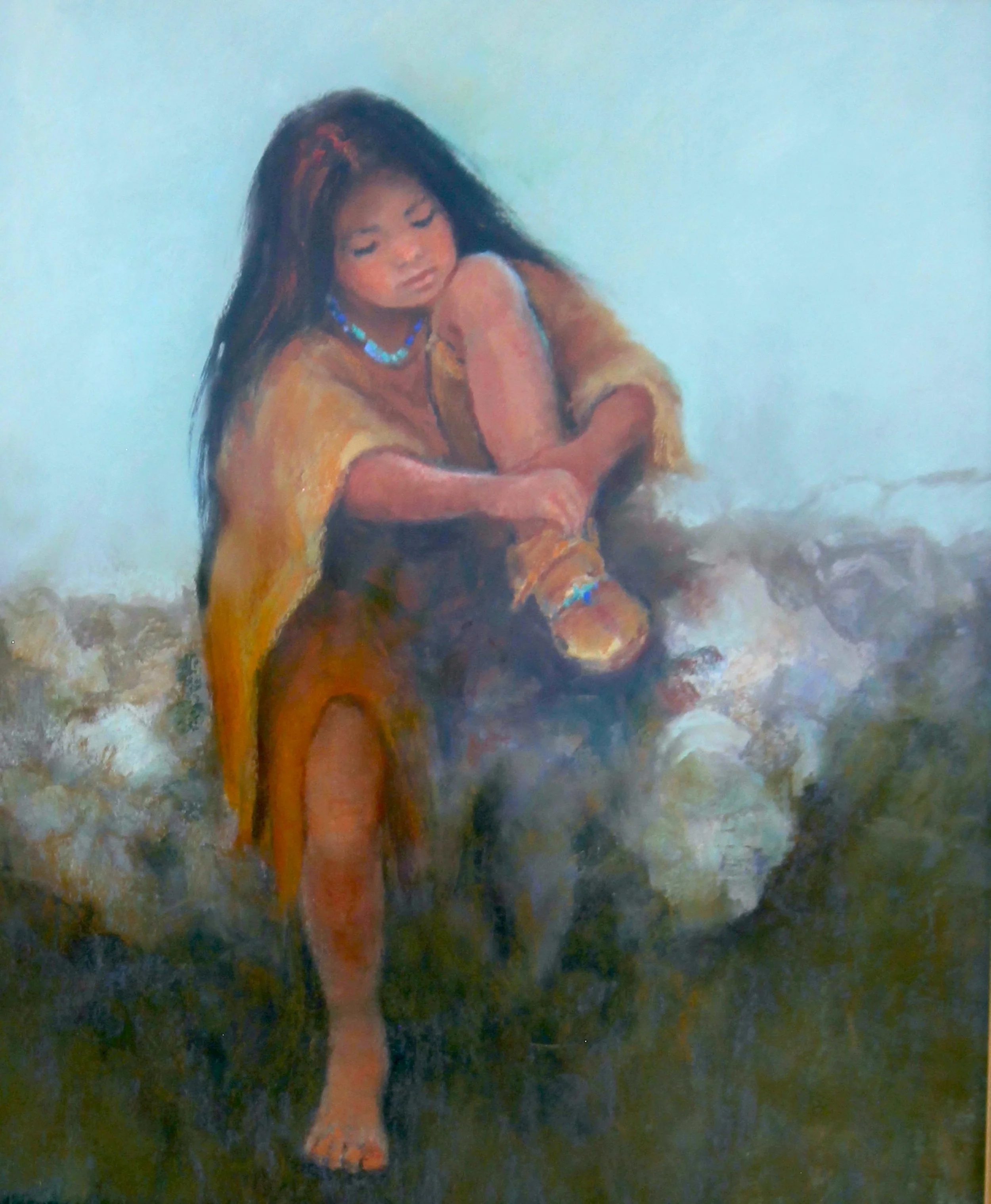 Getting Ready 24x19  Pastel   Framed Behind Glass  24x19  $2500
