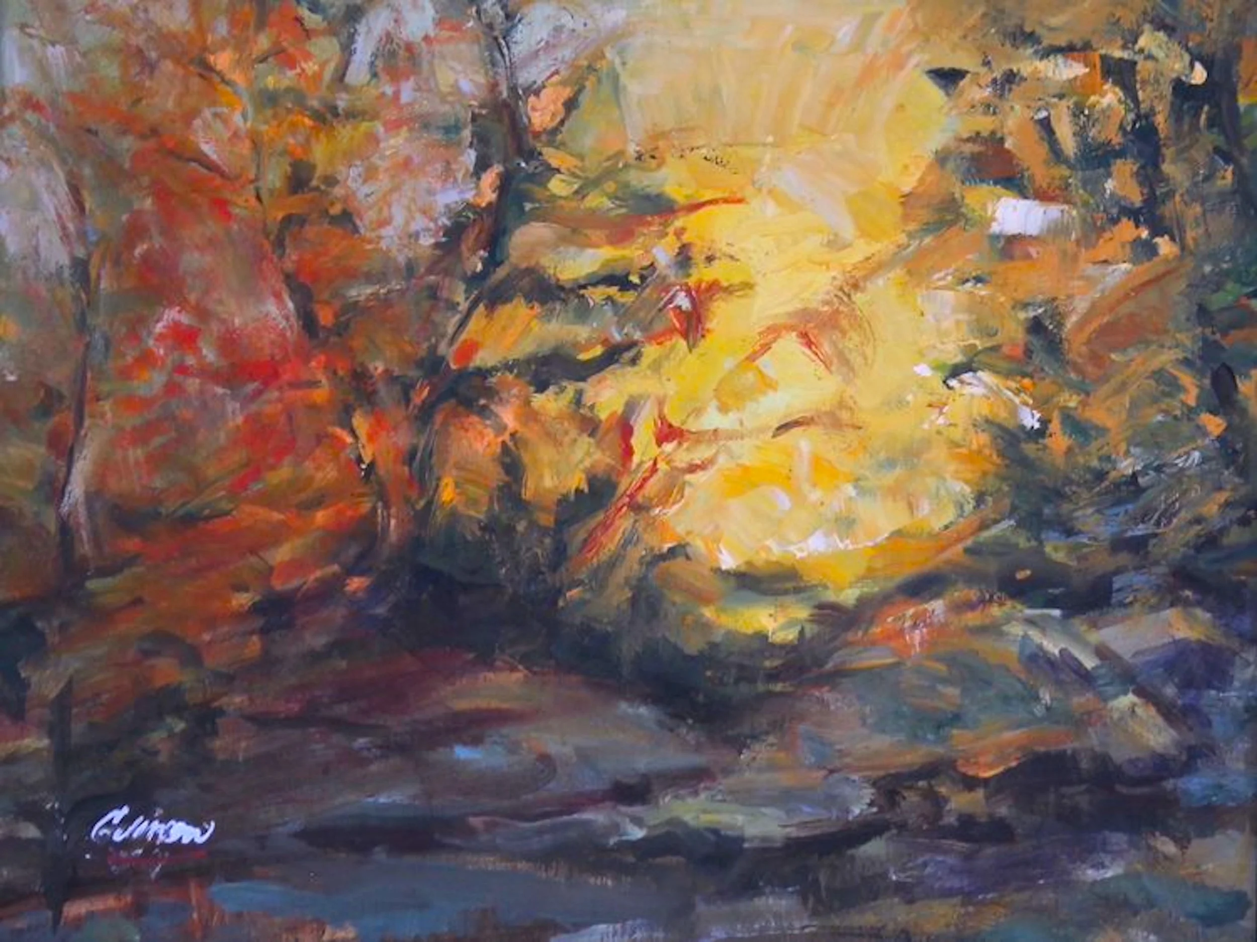 In Memory Of Trees #3   11x13 oil  On Linen  Framed  $750 