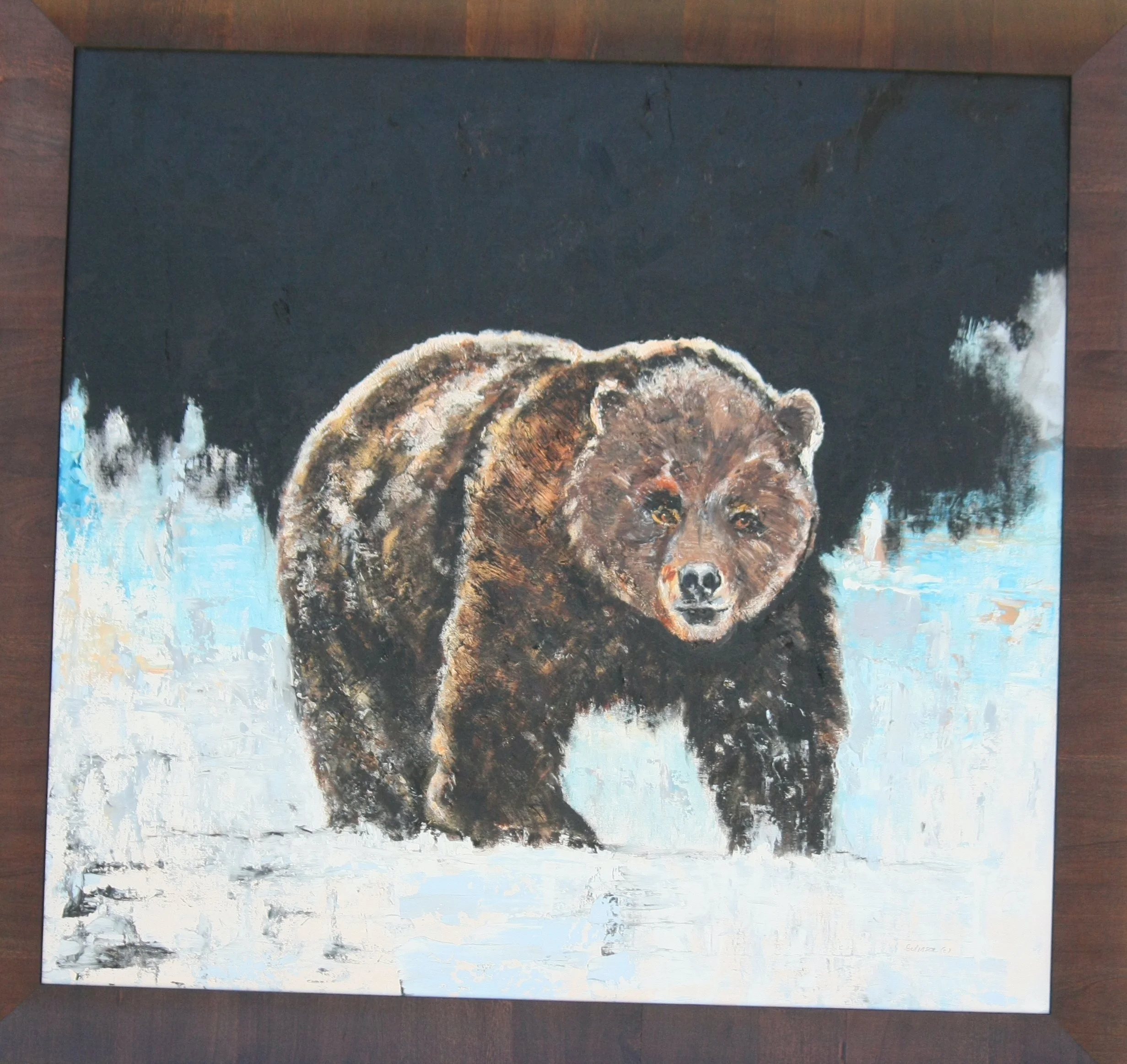 Snow Bearon   oil 29x32   On Linen Canvas Framed    