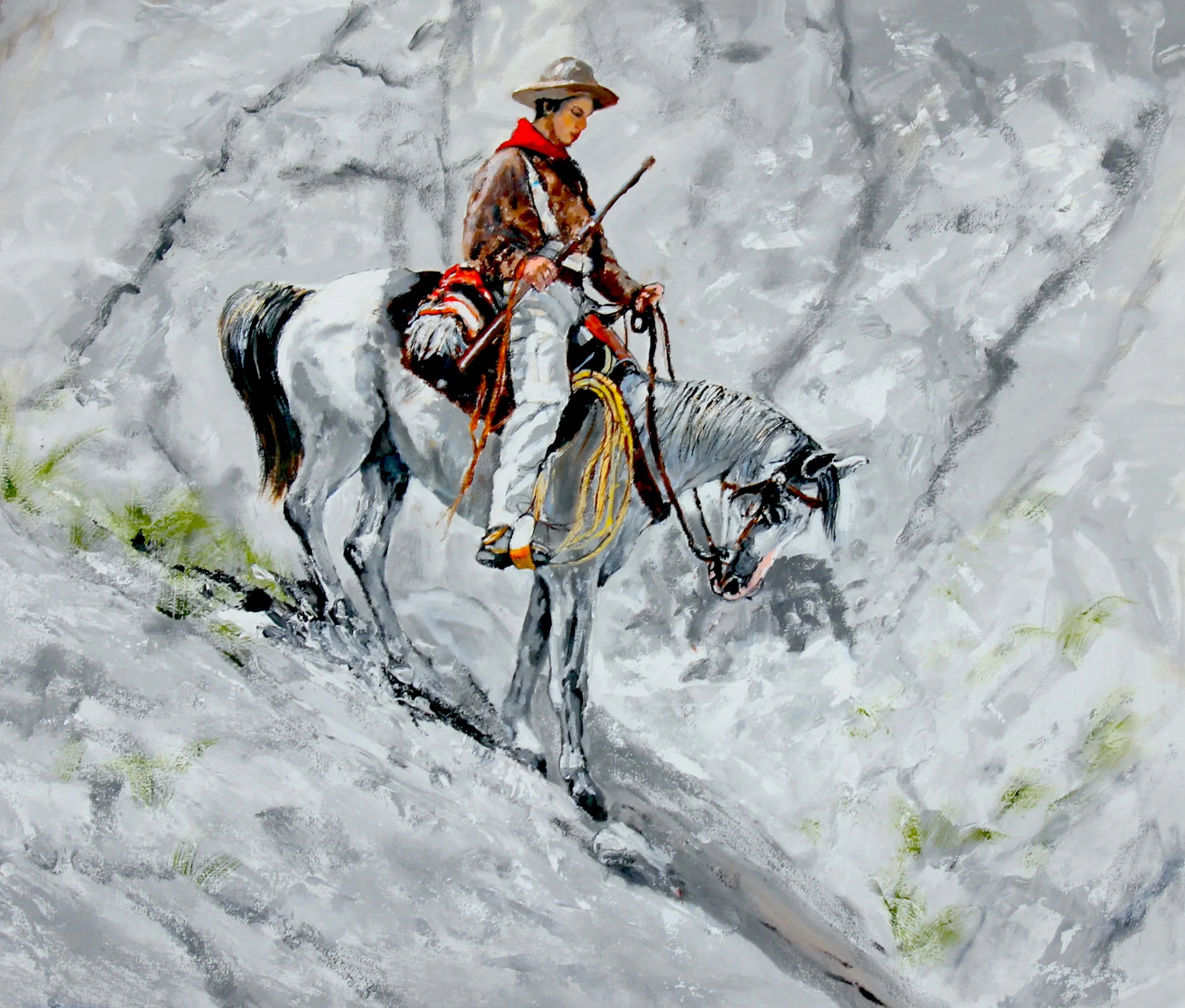 Dangerous Descent  oil  23"x27" Linen on Canvas On  Board   Unframed