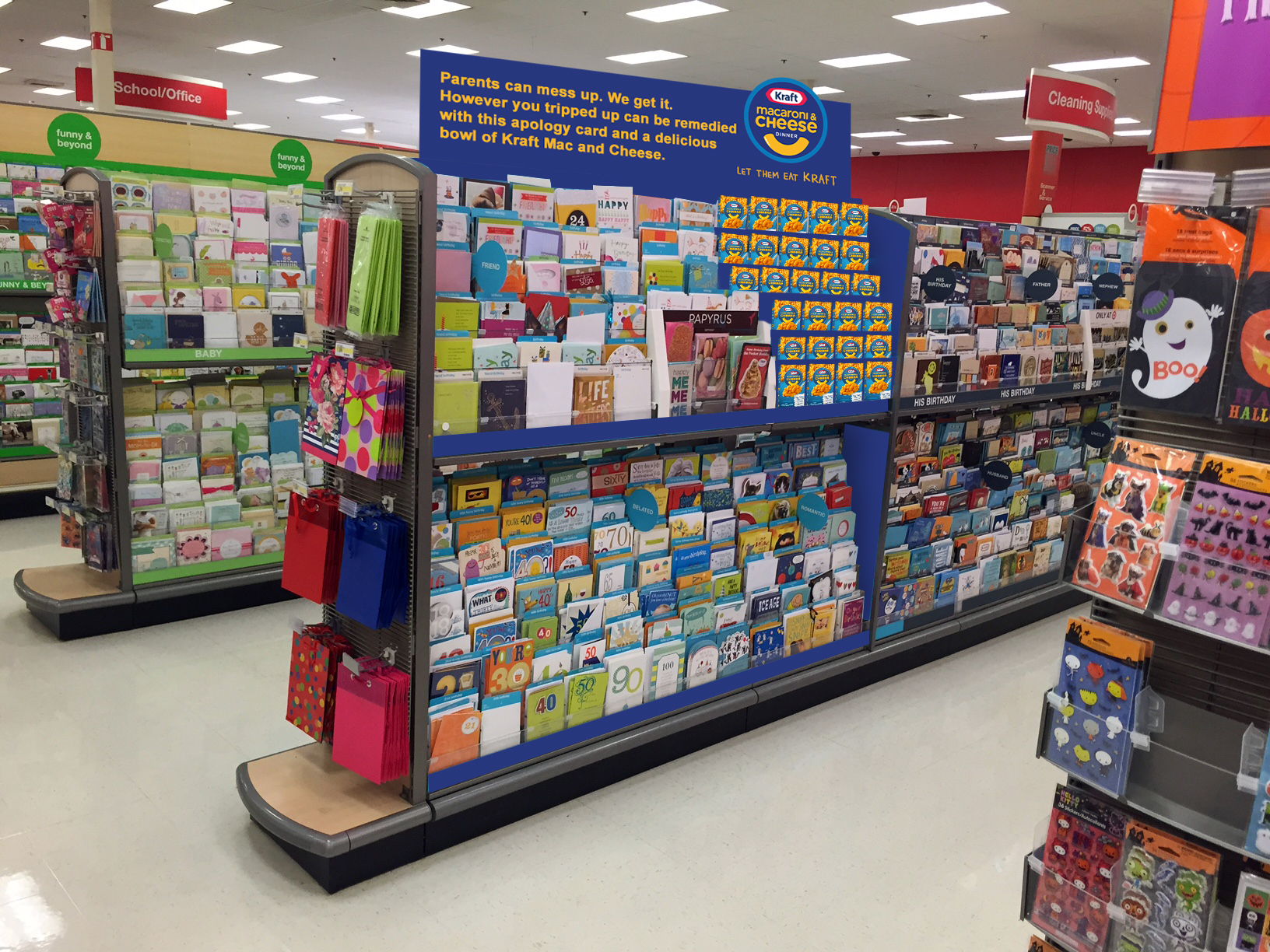  Kraft takes over a section of the greeting card aisle.  