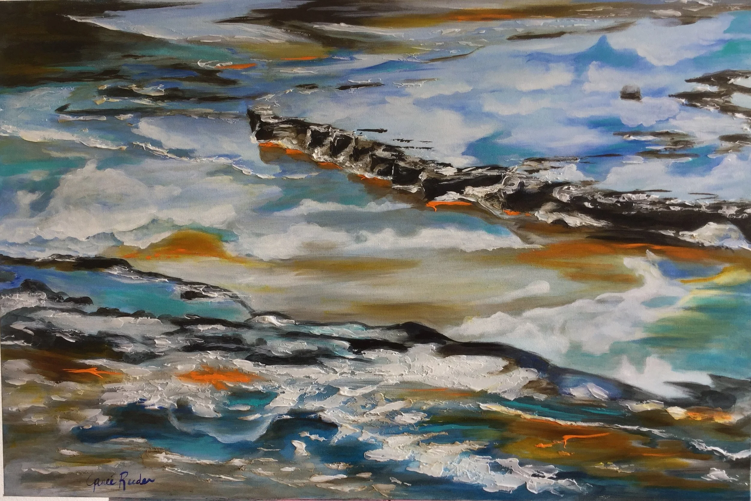 Great Fountain Geyser #1 & #2 Diptych     24" x 72"