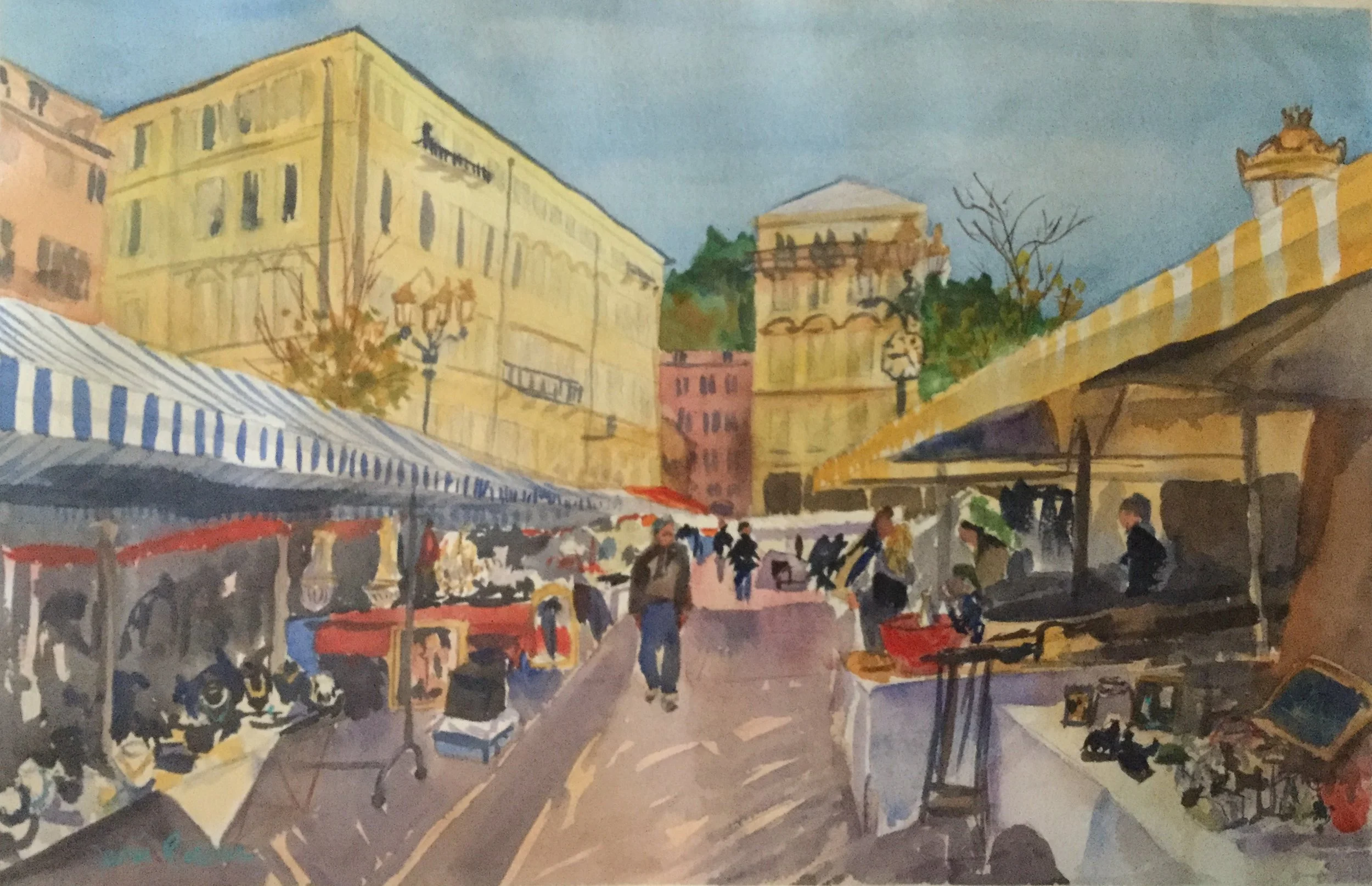 Monday Market in Nice, France #2     15" x 22"