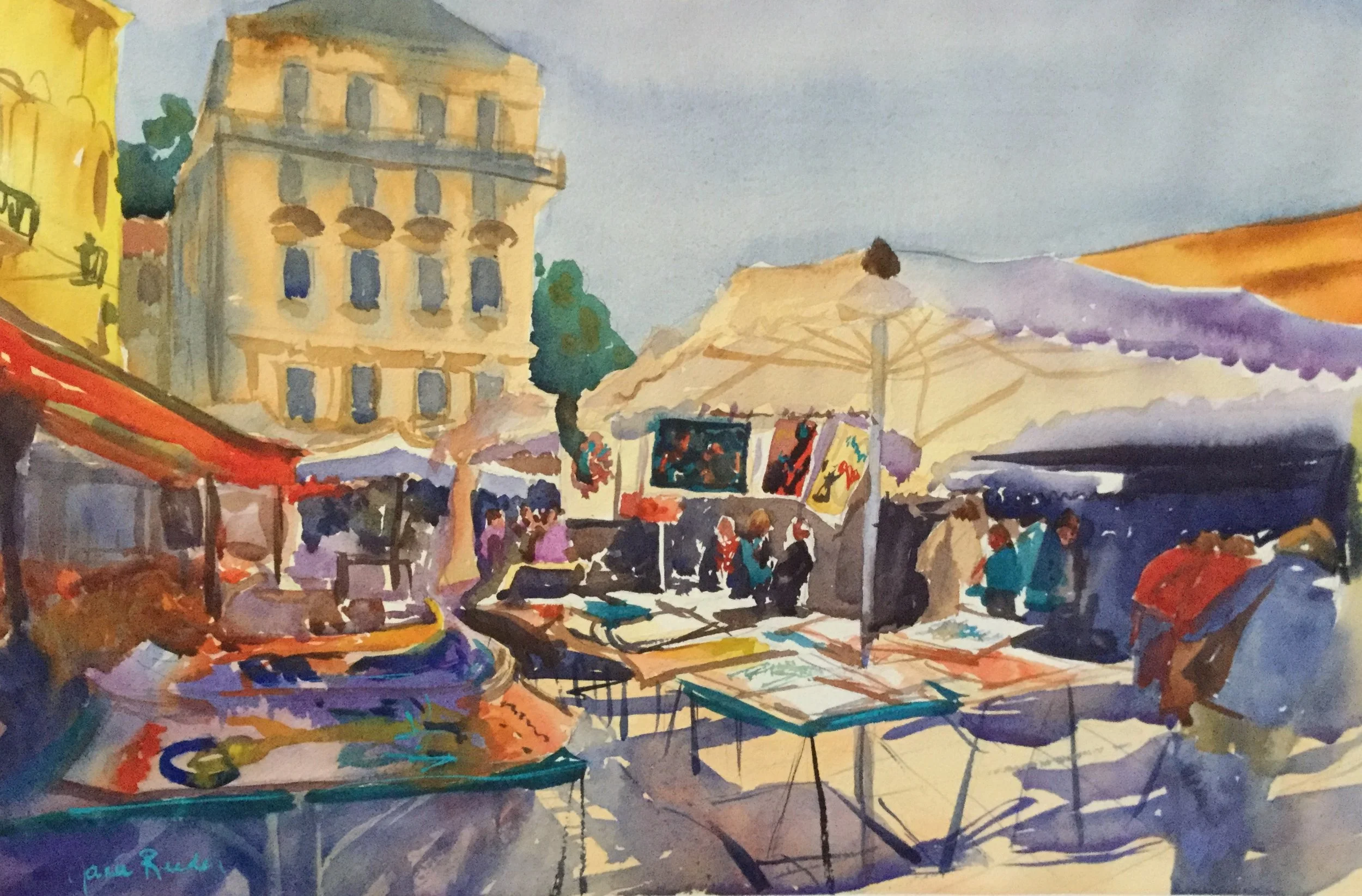 Monday Market in Nice, France     15" x 22"