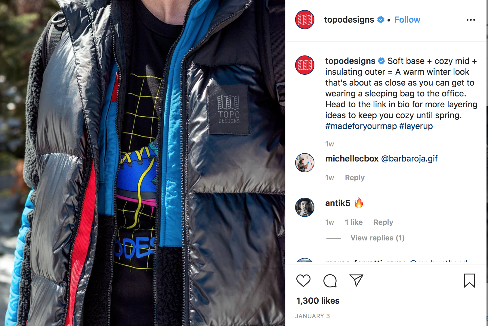 Instagram content from Winter 2020 campaign.