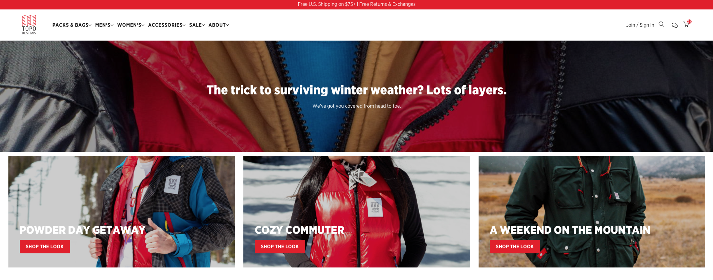 Winter 2020 Lookbook landing page.