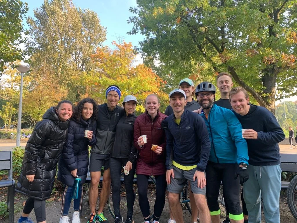  For the final marathon I was joined by friends in Amsterdam as we ran around Vondelpark. Great support team! 