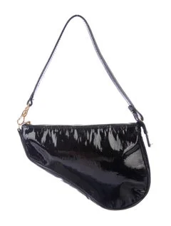 The patent leather on this bag is a bold choice.