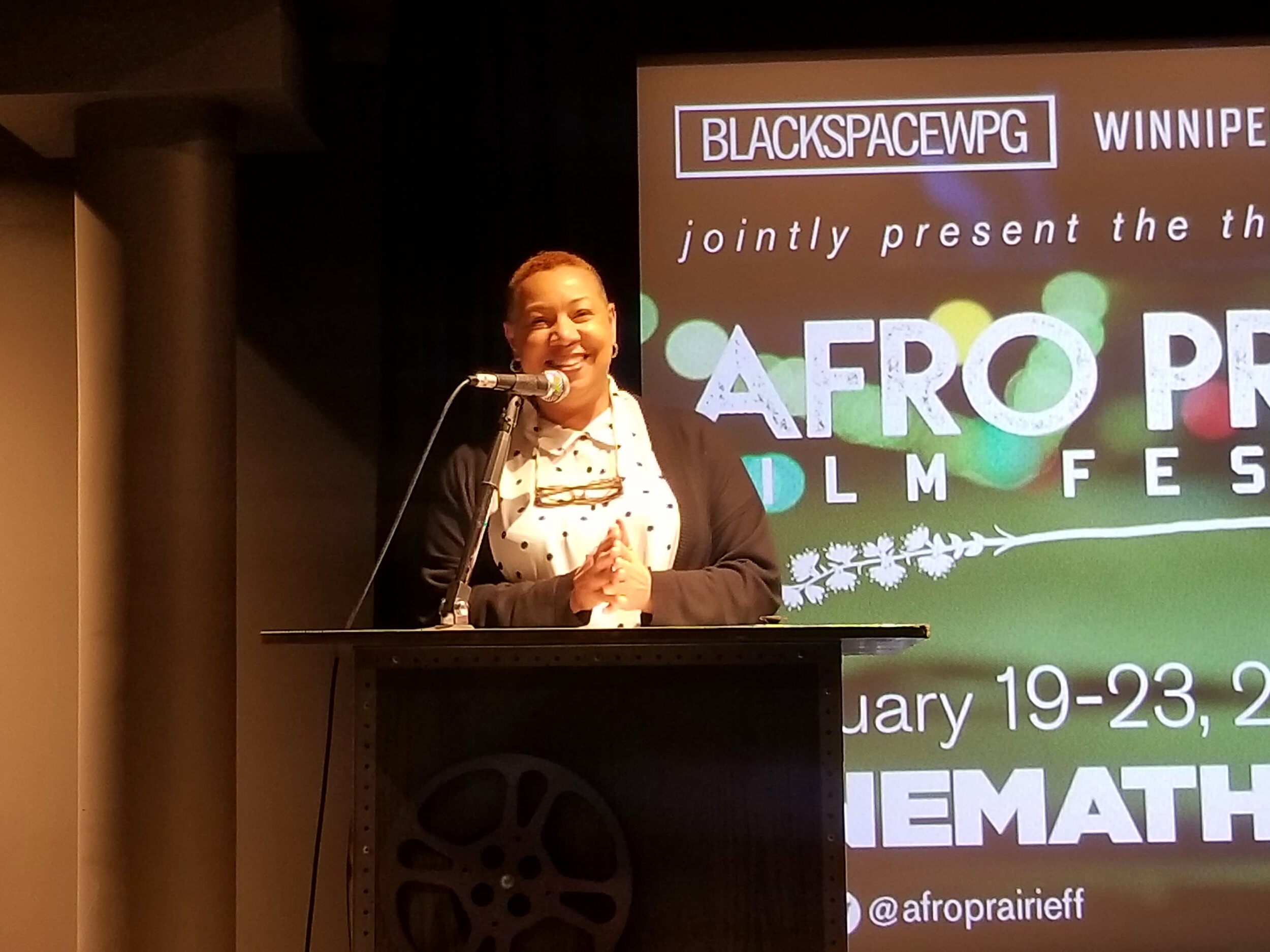 Photo/Shondell Orinthia Babb | Writer/Director Alison Duke giving her Keynote Address. Her film, Promise Me won the Winston W. Moxam Best Black Canadian Short Film Award.