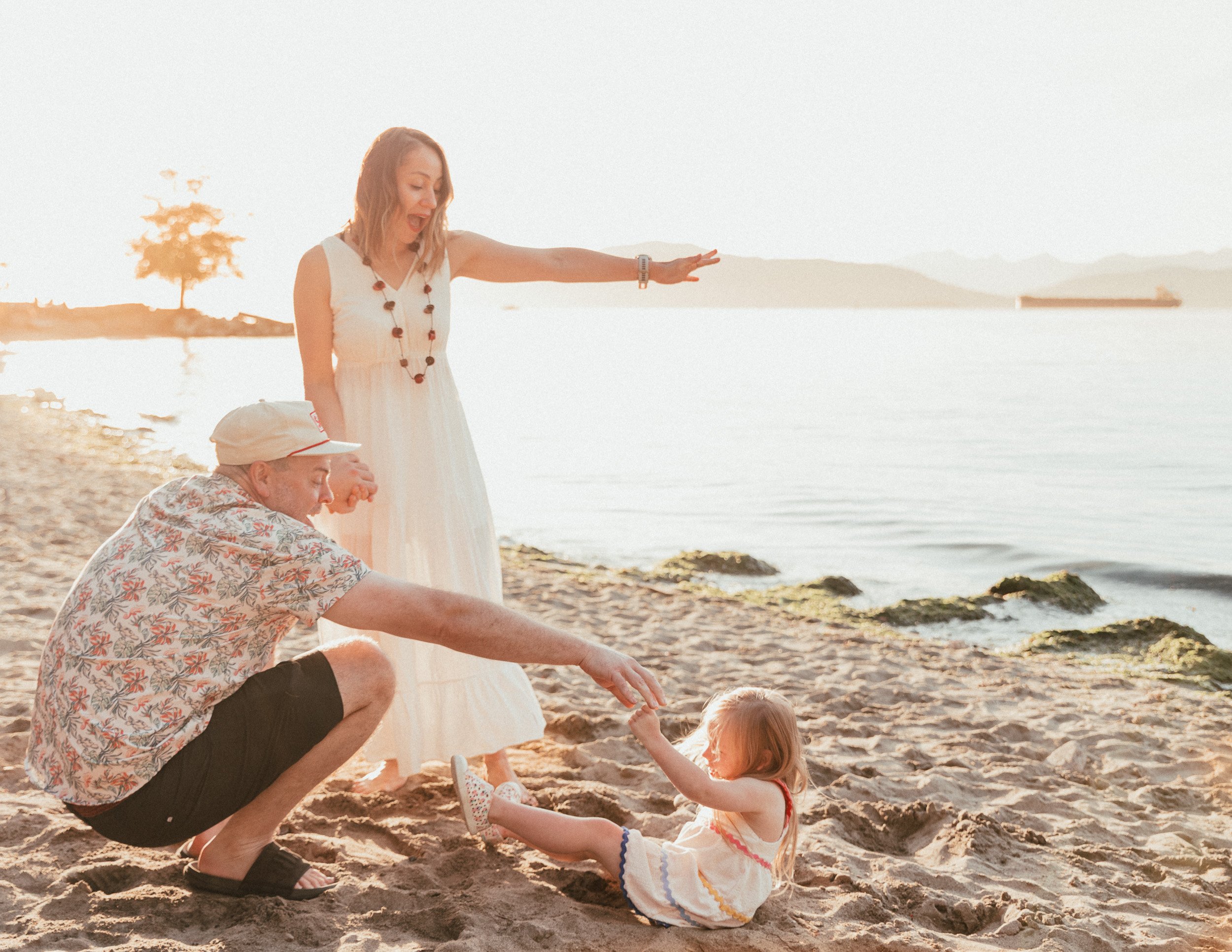 Family on Vancouver beach, capture by Vancouver family photographer