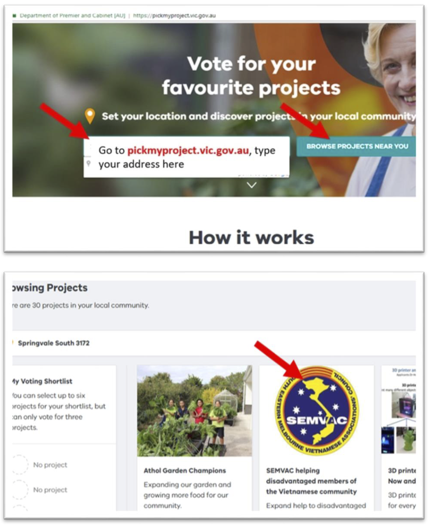 SEMVAC Helps on PickMyProject.vic.gov.au