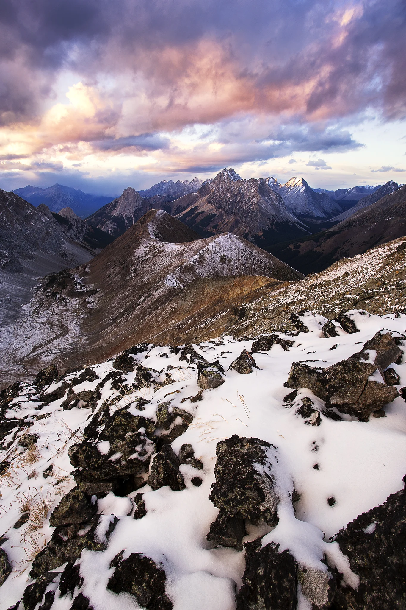 The ridge line fading into the distance.
