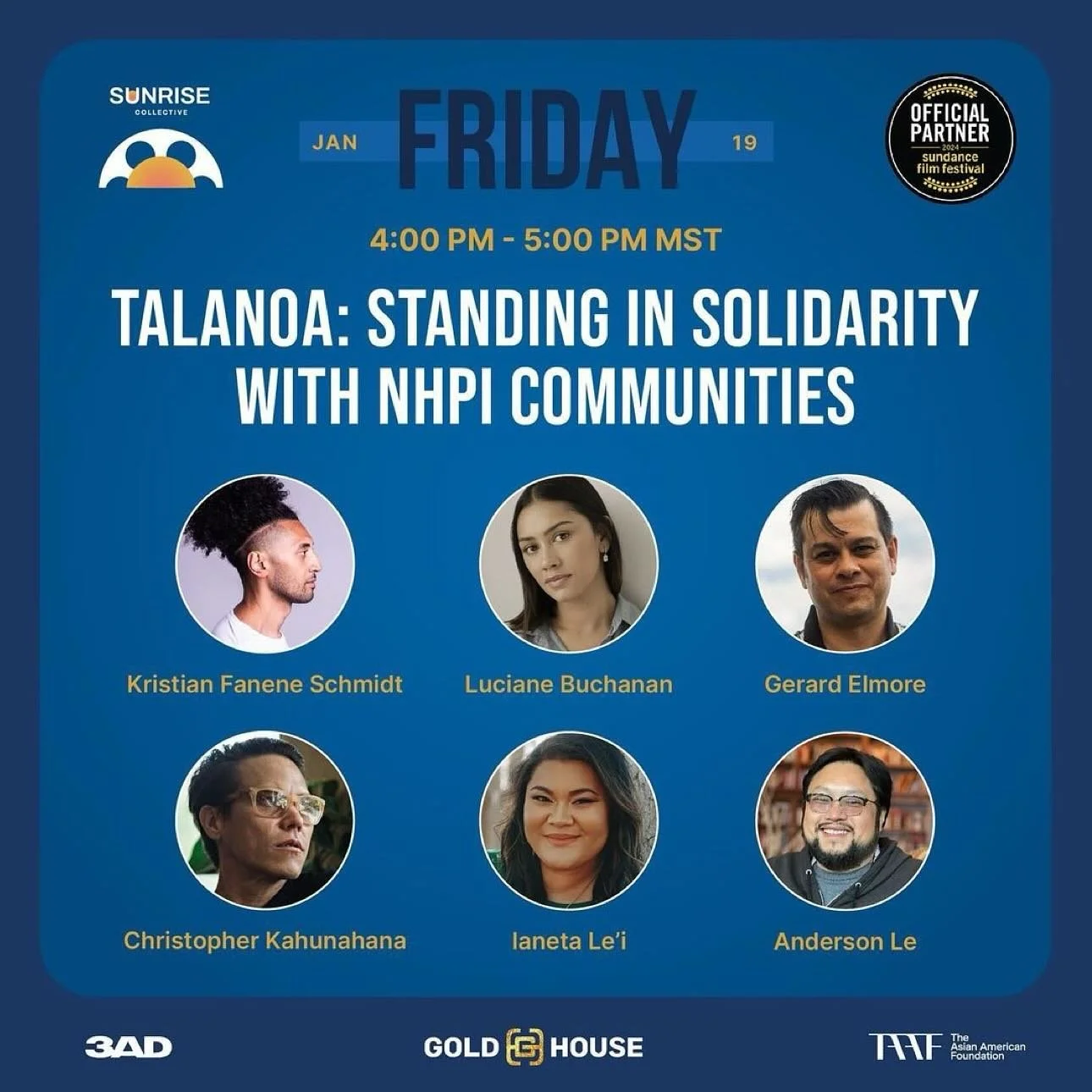 We are honored to be a part of the conversation!
The Sunrise Collective (@3admedia @goldhouseco @taaforg) is excited to unveil programming for the festival&rsquo;s opening weekend&mdash;including interactive panels, firesides, and celebration events!
