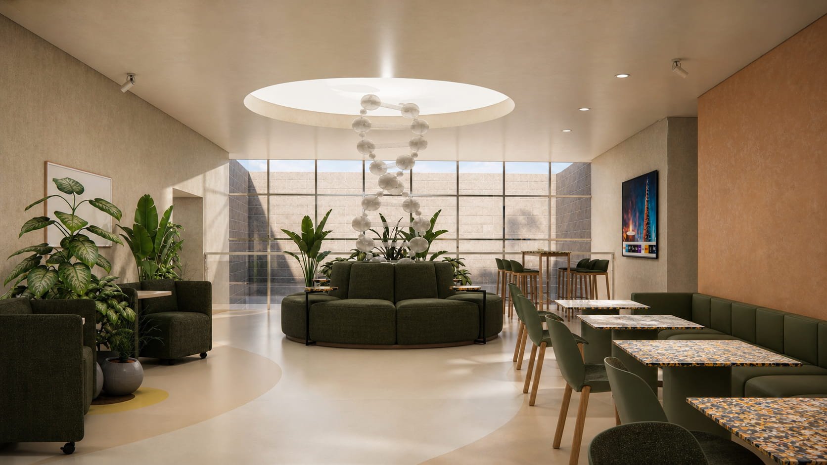 student study area, biophilic design, doha, qatar by Biofilico wellness interior deisgn