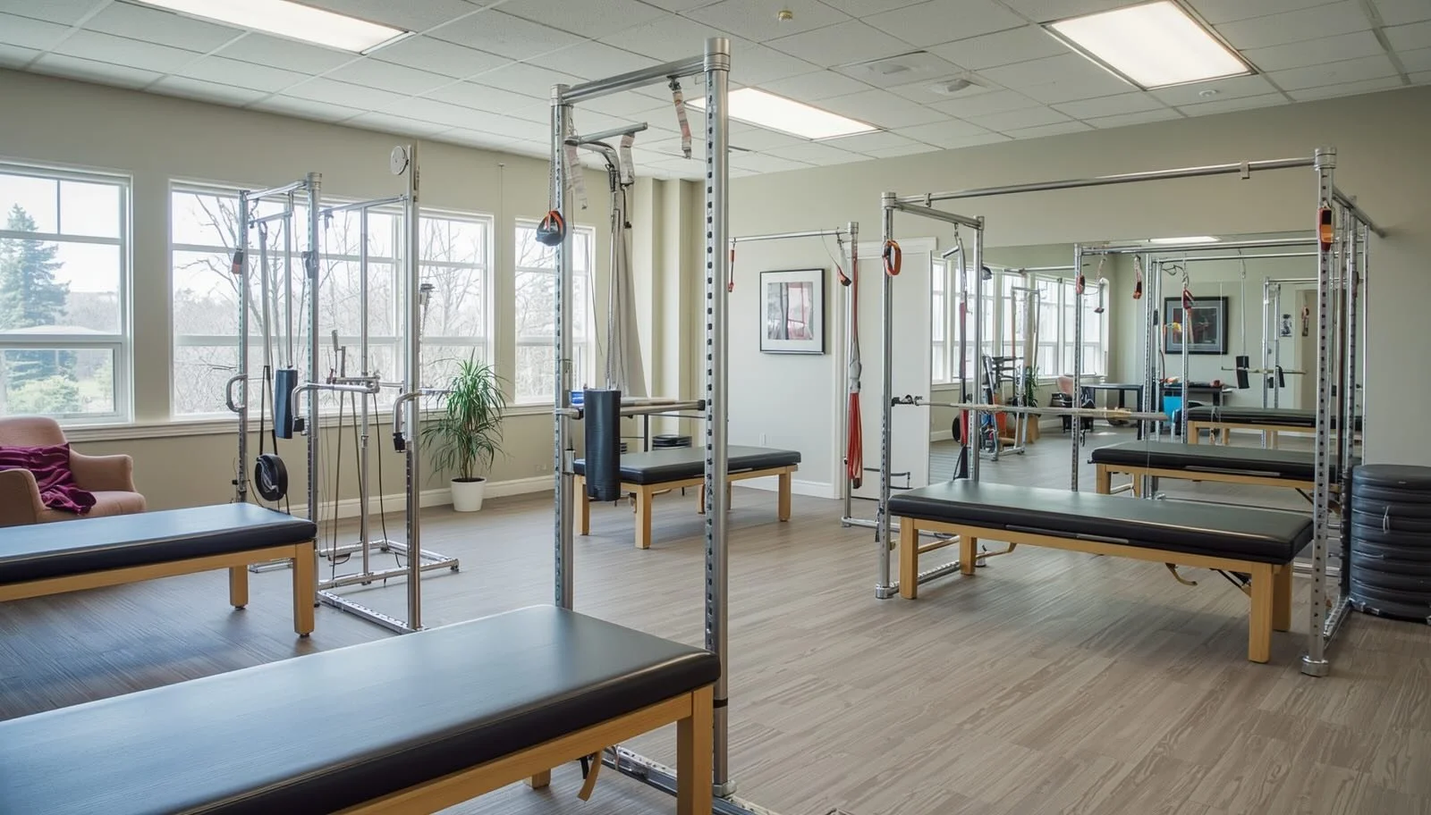 senior living physical therapy room Biofilico wellness design