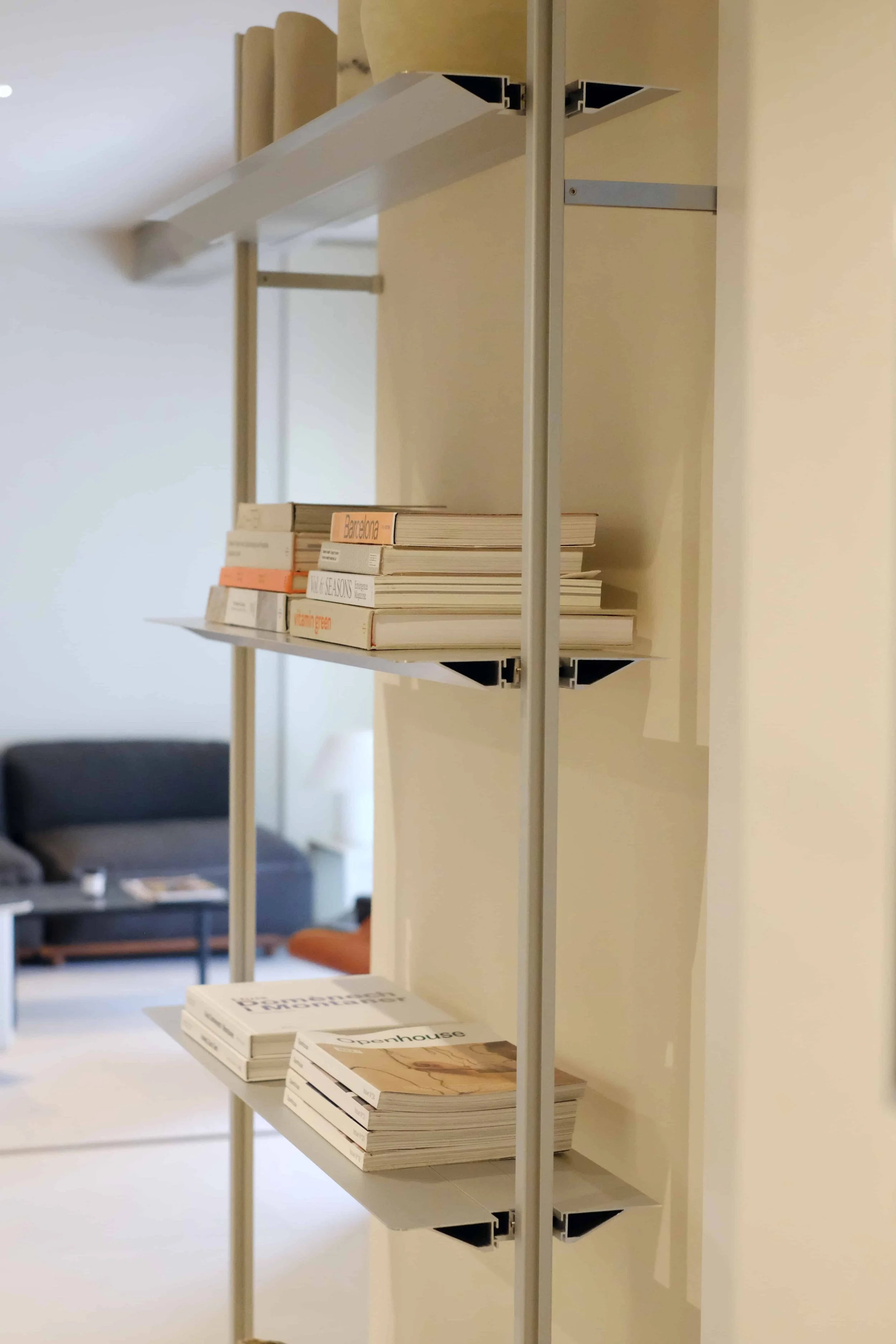casa costa barcelona corridor aluminium shelving display