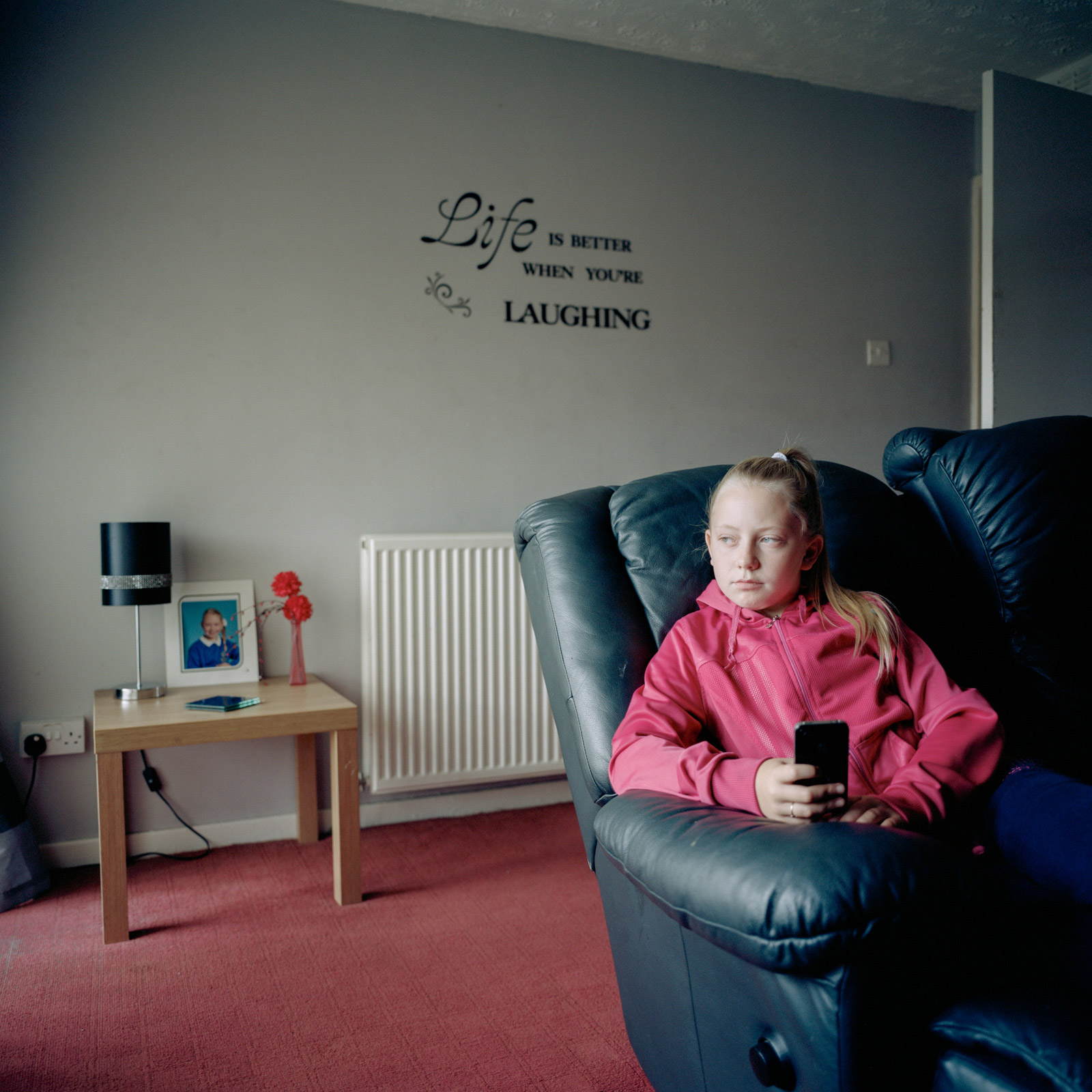 Leah in her living room