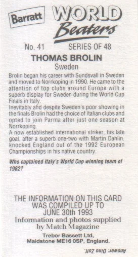 Bassett Barratt World Beaters 1993 (INGHILTERRA)