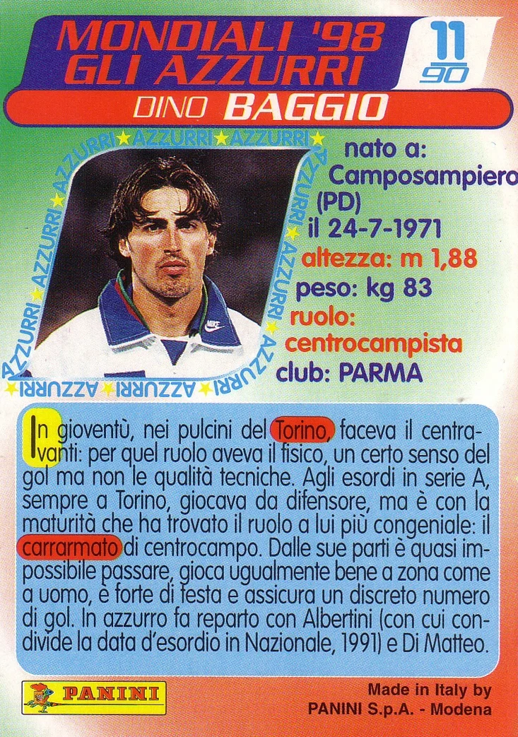  Panini Verso France 98 