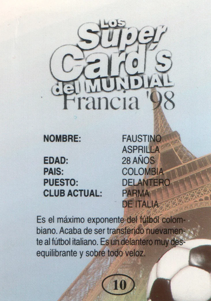 Libero Los Super Card's del Mundial Francia '98 (SUDAMERICA)