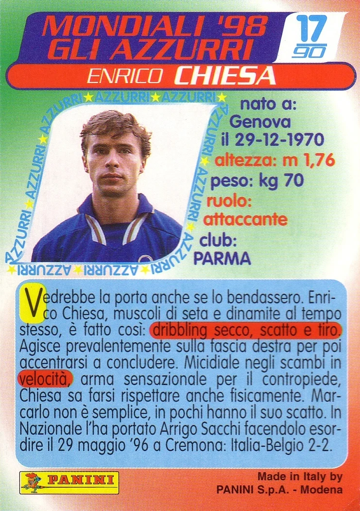  Panini Verso France 98 