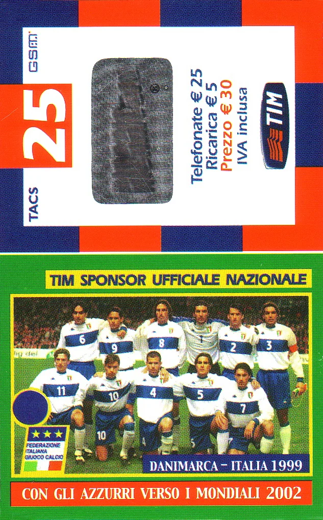  Italia con F.Cannavaro, D.Baggio e Chiesa Scheda telefonica Tim Nazionale Italiana 