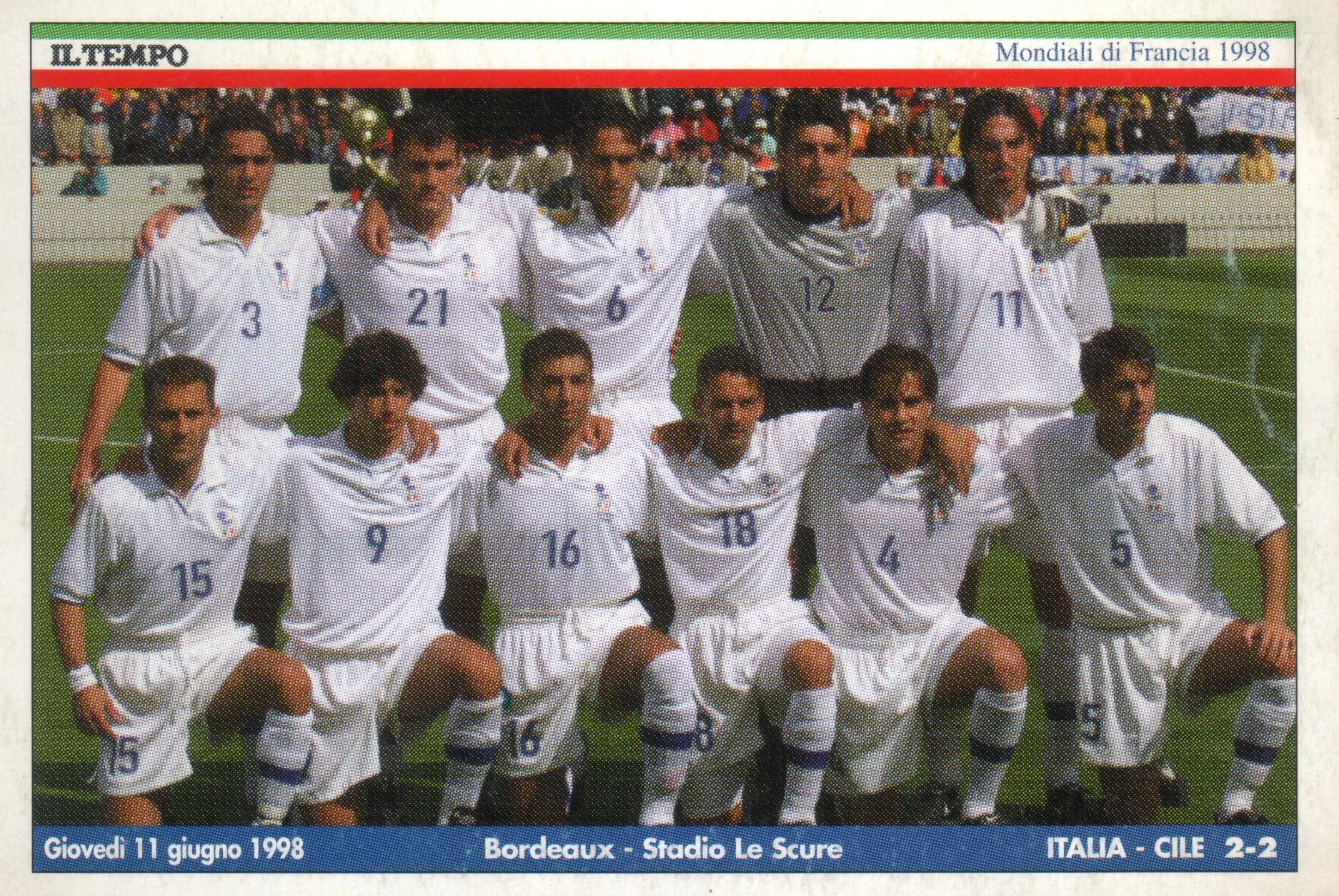 Italia con D.Baggio e F.Cannavaro Cartolina - France 98
