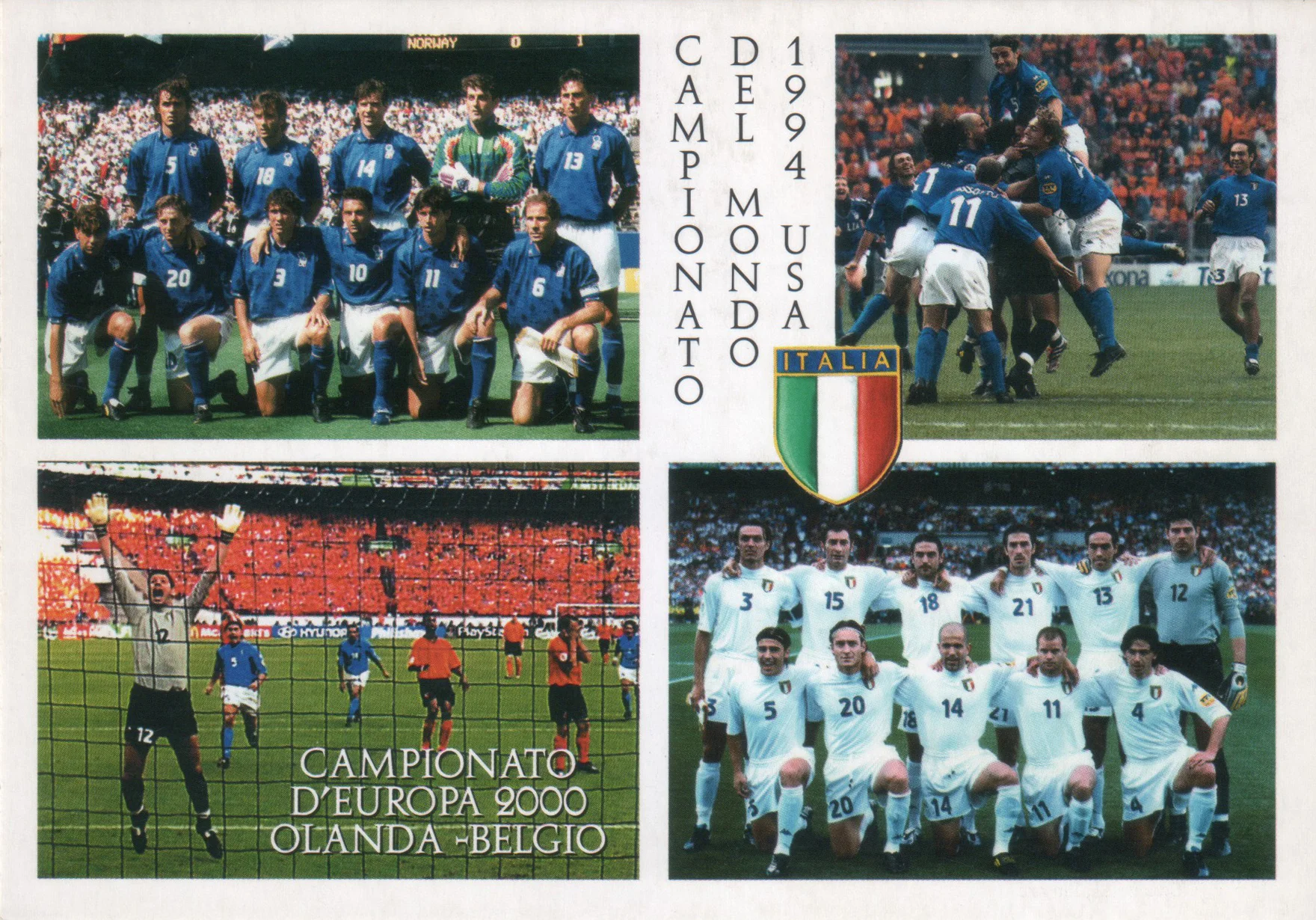 Italia con Benarrivo e F.Cannavaro Cartolina Usa 94 - Euro 2000