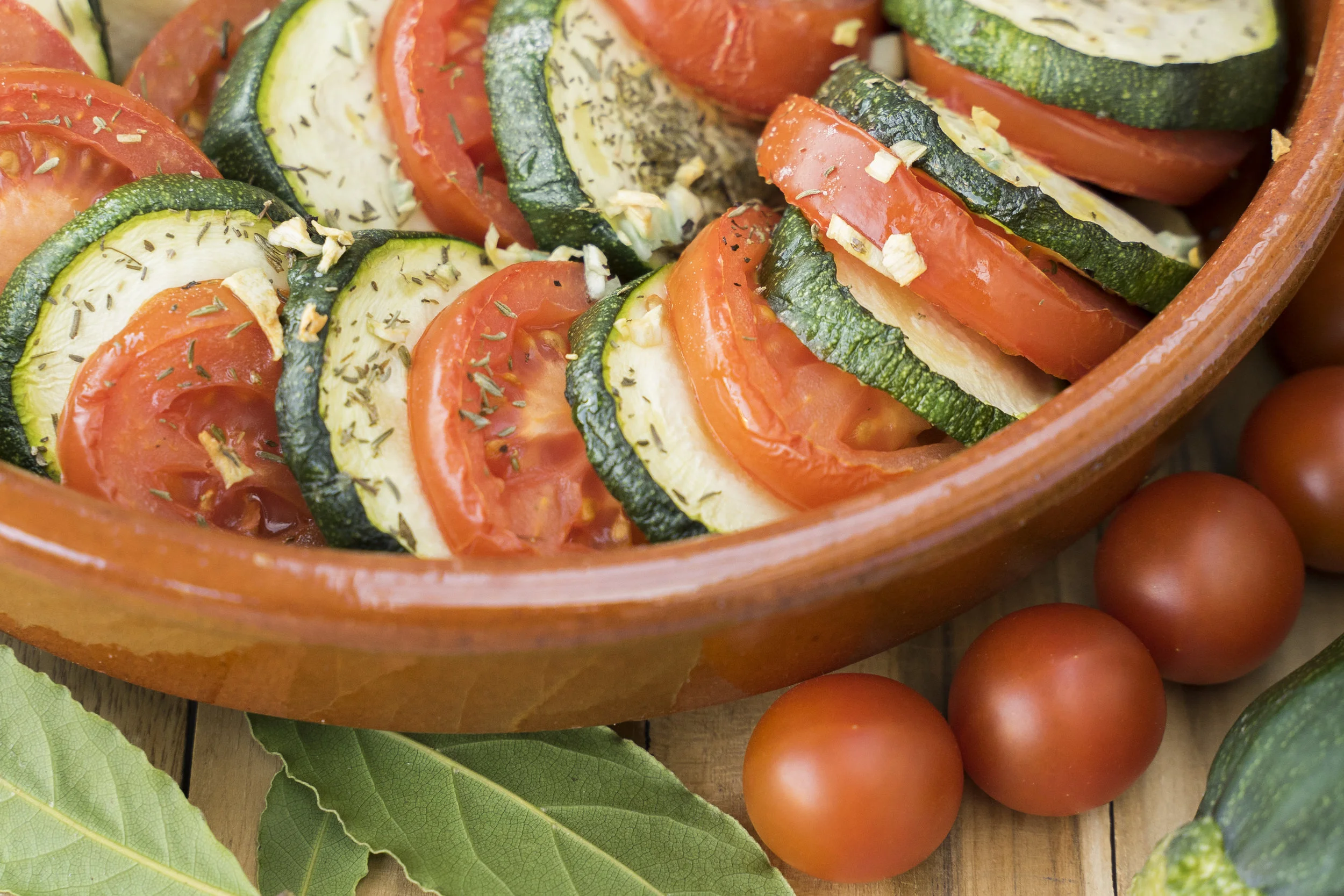 Gratin met courgette en tomaten