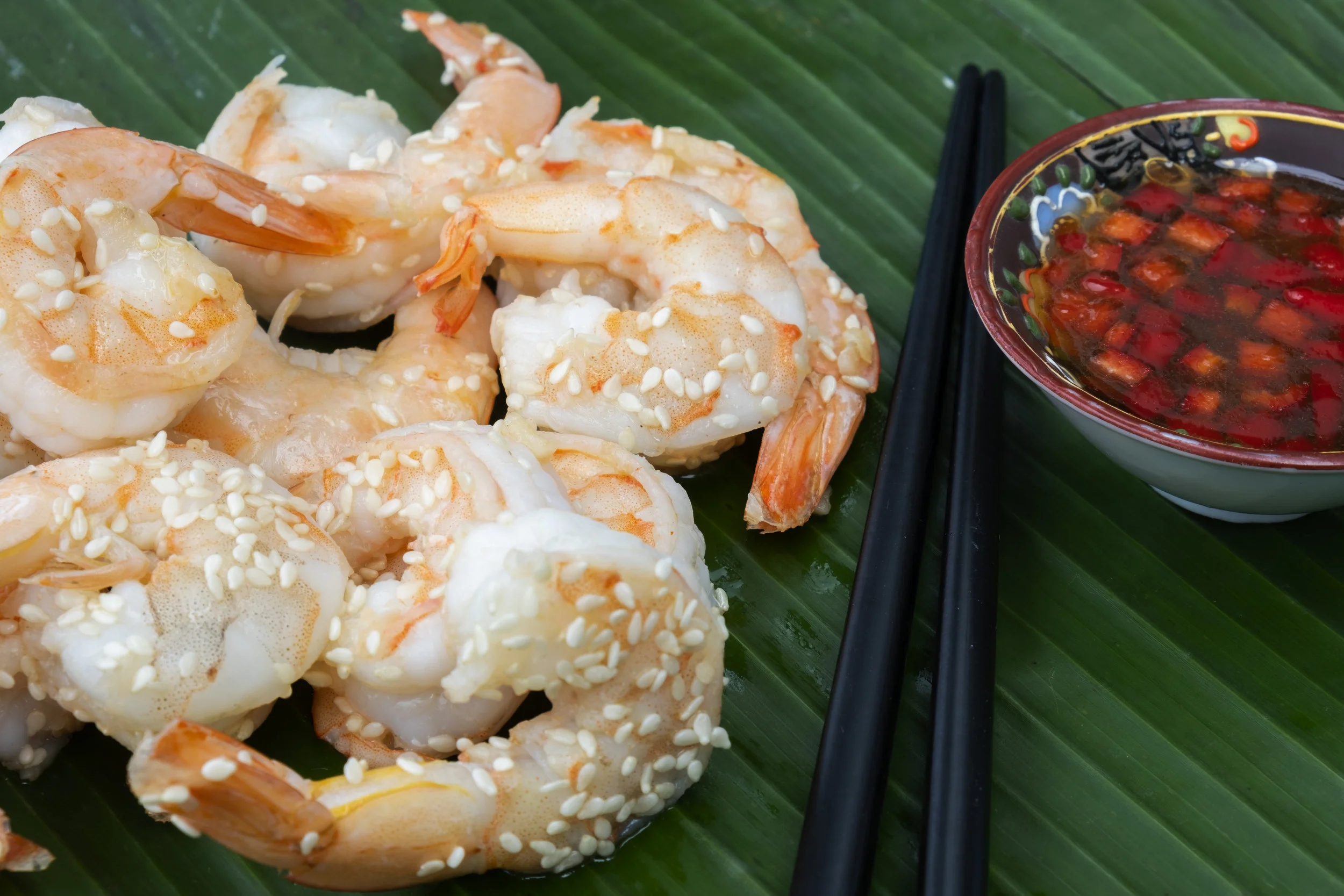 Thaise garnalen met dipsaus