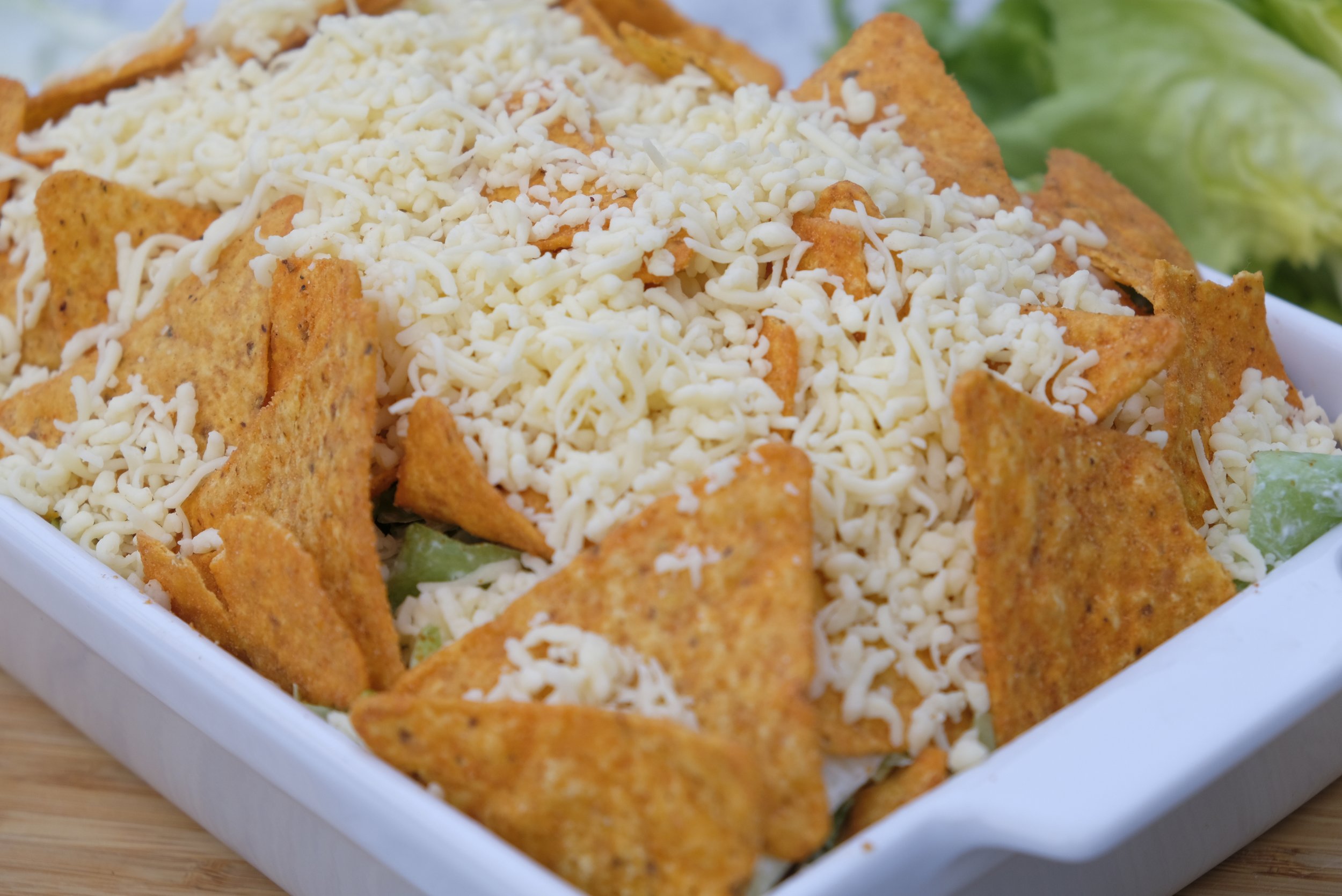 Ovenschotel met andijvie, gehakt en nacho's