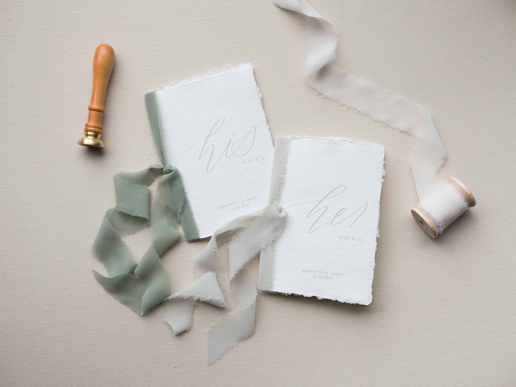 Sage and Eucalyptus Ribbon | Wedding Vow Books