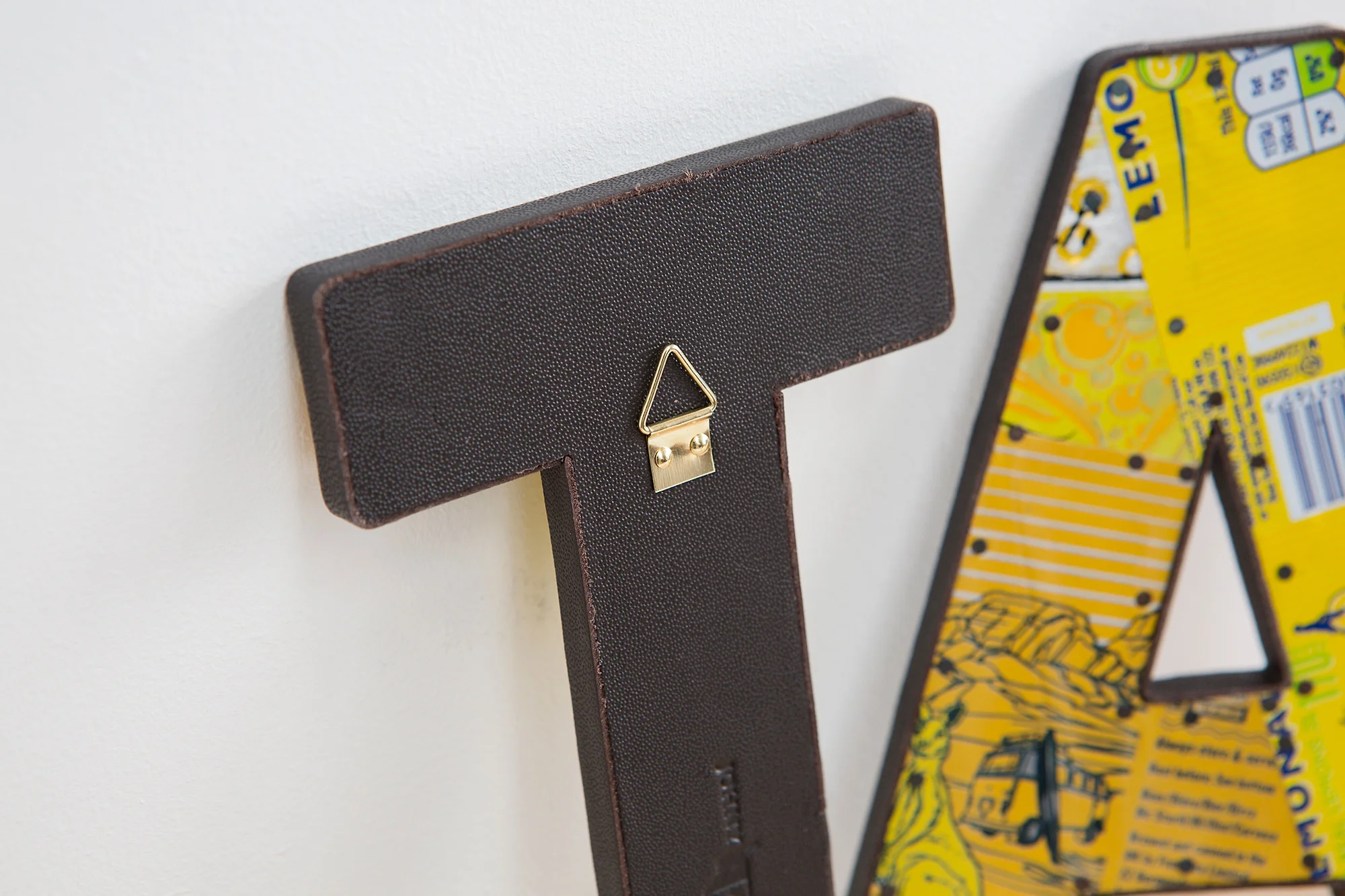 leather sign yellow fonts eco
